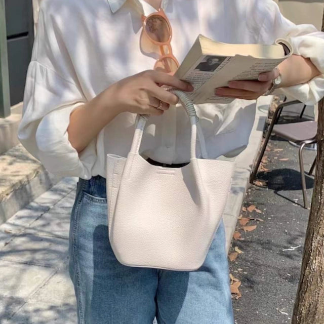 Small Leather Tote - Ivory
