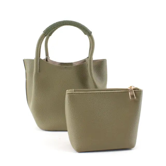 Small Tote Crossbody Bag with Cosmetic Pouch