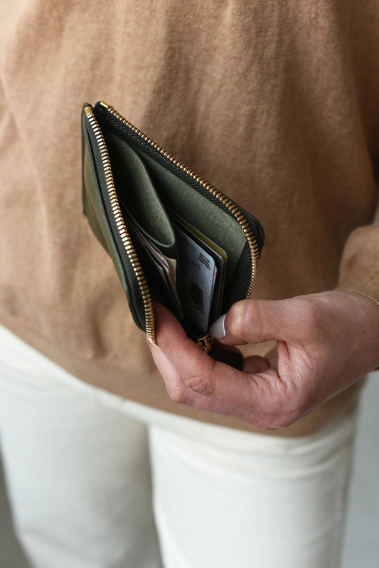 Military Green Half Zip Wallet