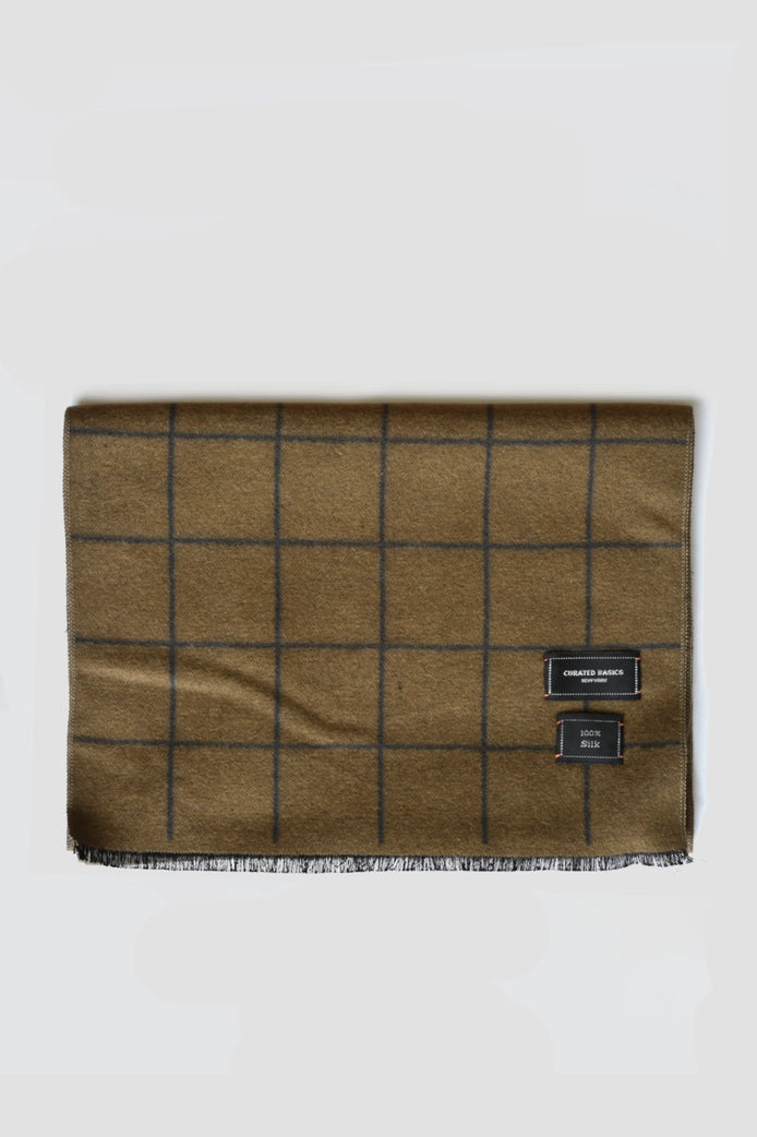 Brushed Silk Window-Pane Scarf