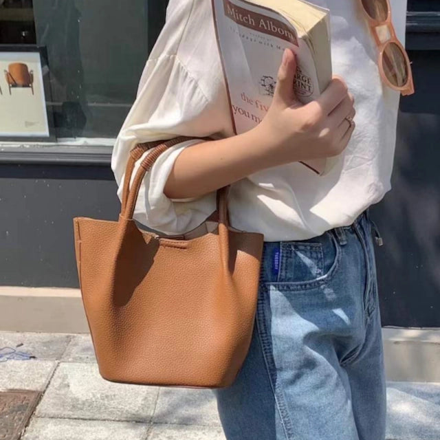 Small Tote Crossbody Bag with Cosmetic Pouch