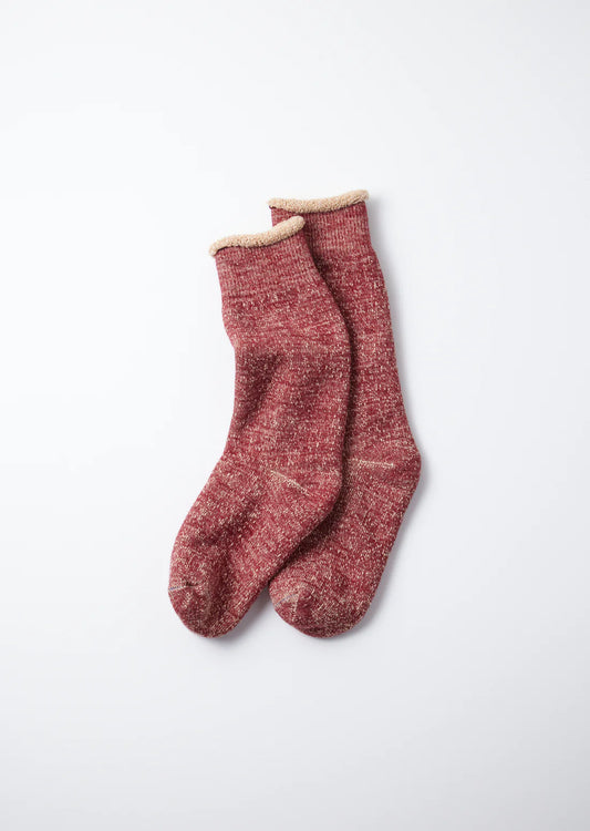 Double Face Dark Red Crew Socks