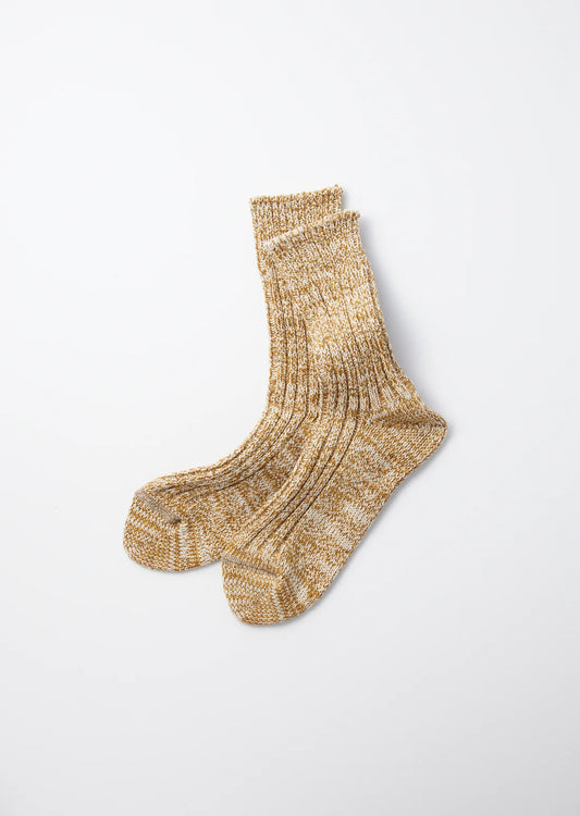 Recycled Cotton Ribbed Mustard Crew Socks