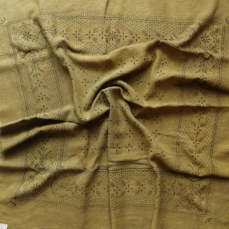 Olive Green Classic Print Naturally Dyed Bandana