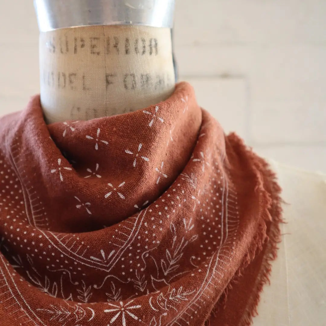 Terracotta Classic Print Naturally Dyed Bandana