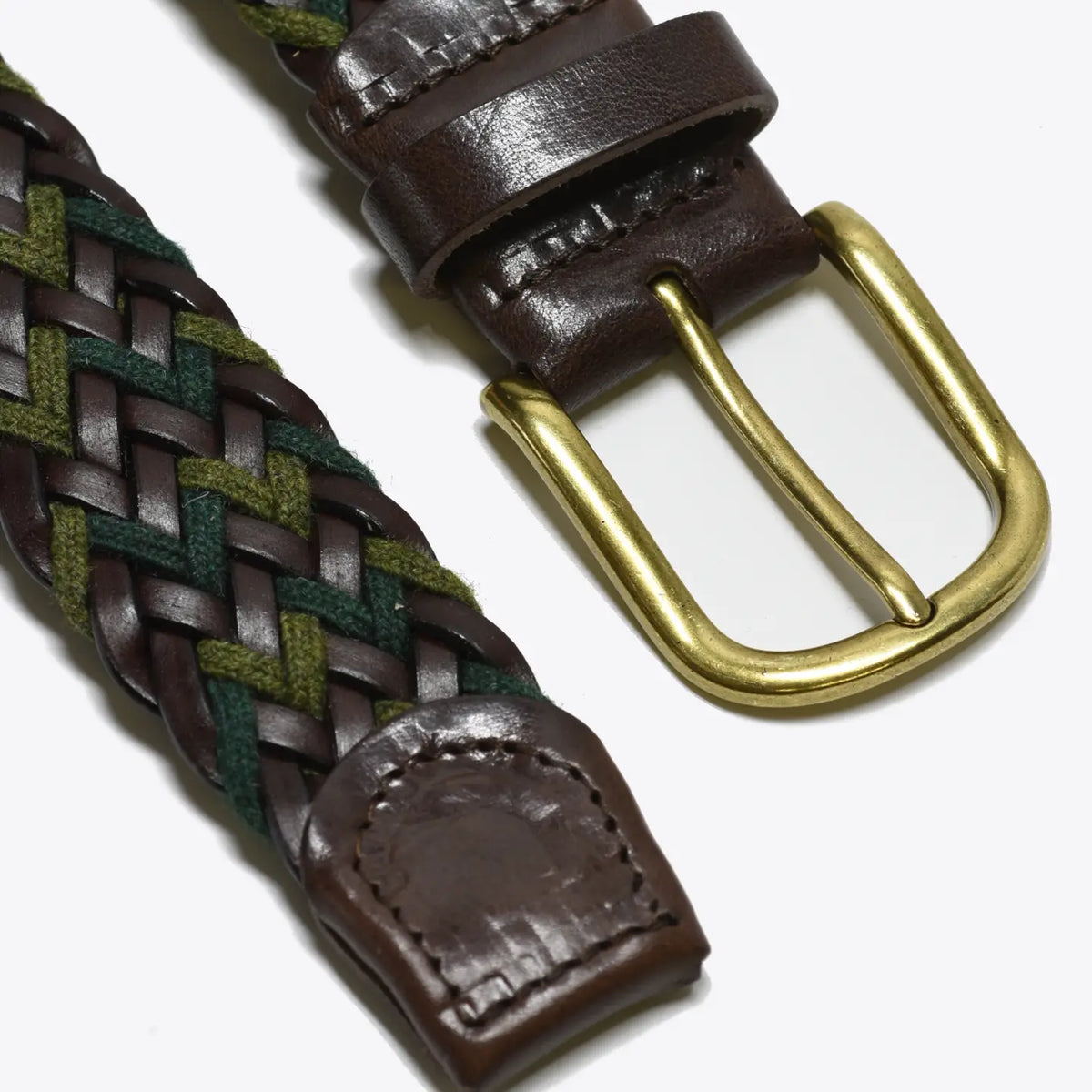Forest & Moss Green Woven Leather Belt