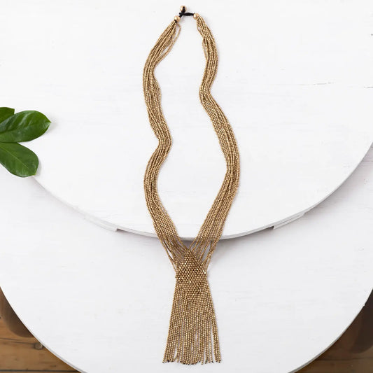 Brass Diamond Tassel Necklace