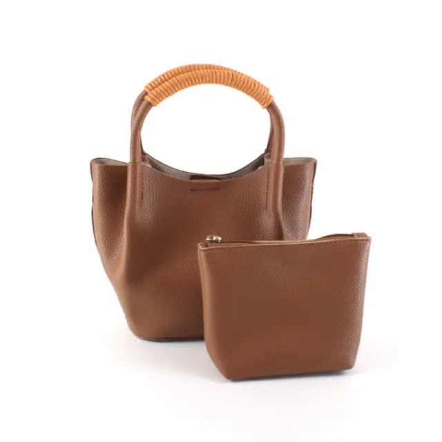 Small Tote Crossbody Bag with Cosmetic Pouch