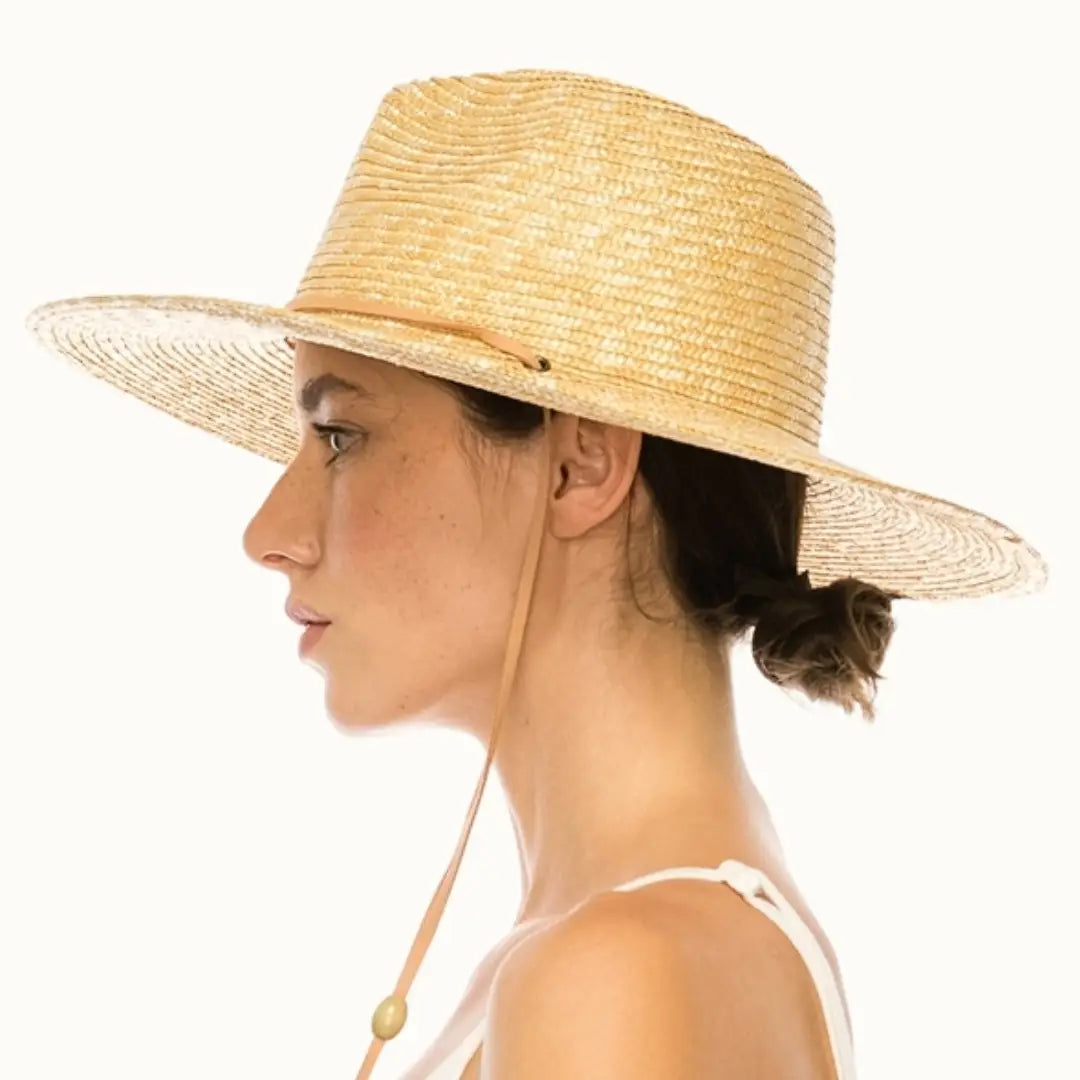 Structured Summer Straw Rancher Hat with Chin Cord