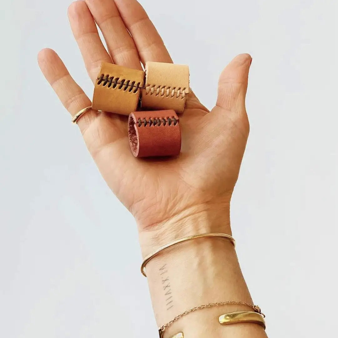 Naturally Dyed Leather Bolo Bandana Cuff