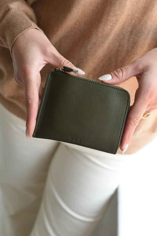 Military Green Half Zip Wallet