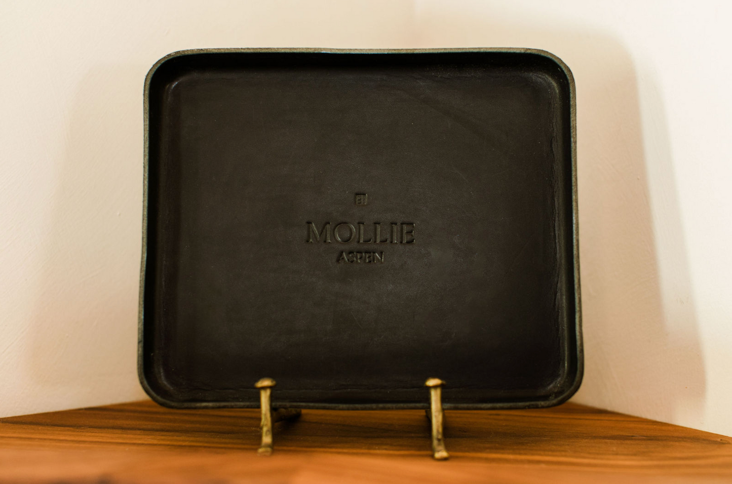 MOLLIE x BK Leather Valet Tray, Large Black