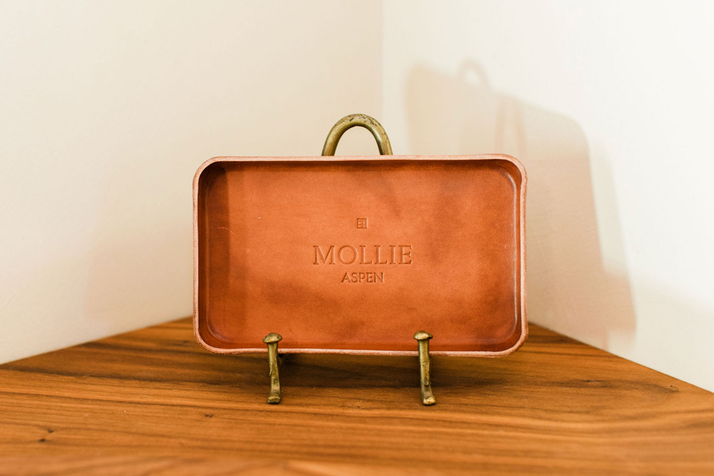 MOLLIE x BK Leather Valet Tray, Small Brown