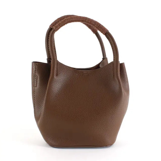Small Leather Tote - Taupe