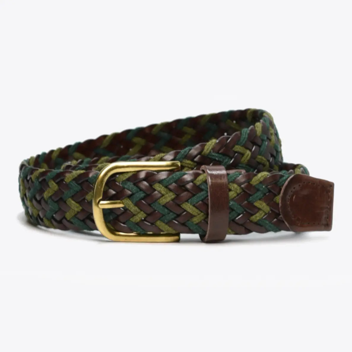 Forest & Moss Green Woven Leather Belt