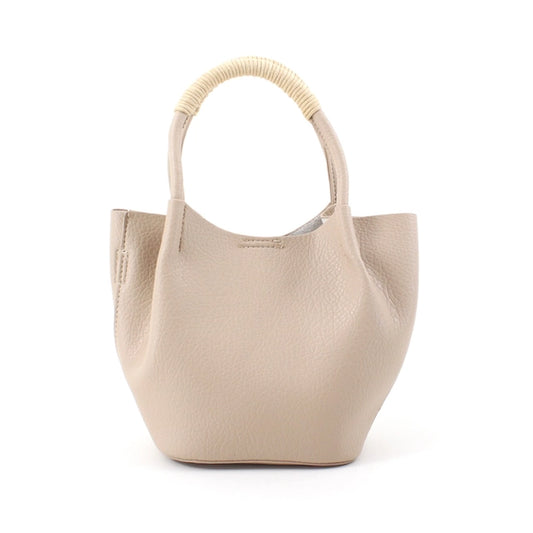 Small Leather Tote - Beige
