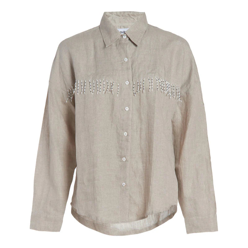 Natural Ulu Top | Black & White Fringe
